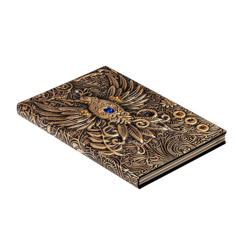 molshine A5 (5.5" x 8.3") Embossed Journals Vintage Notebook,Retro Leather Bronze Diary,100 Sheets Paper,Hardcover Travel Notepad for Writing,Sketchbook,Collection,Gift,Decoration, Phoenix(Bronzed) - Image 3